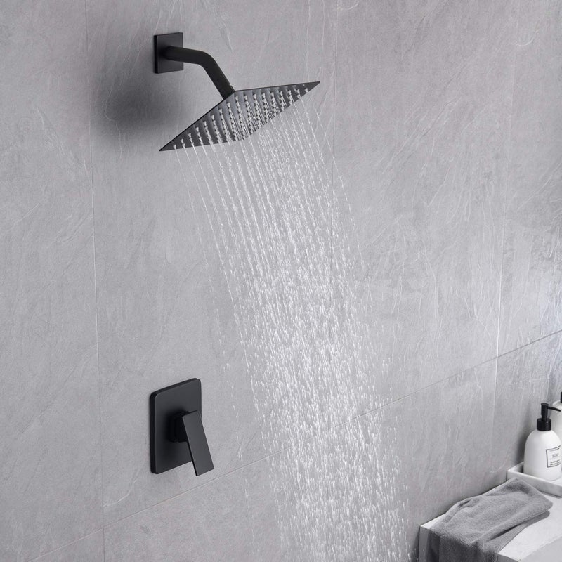 SUMERAIN Bathroom Matte Black Shower Faucet Set 8 Inch Rain shower Head Single Handle Shower Trim Kit with Rough-in Valve - Image 4